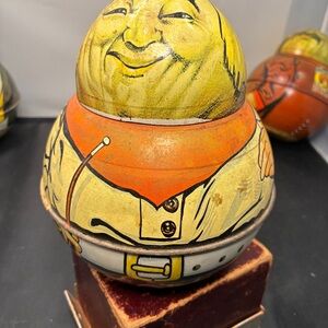 Vintage 1979 Bristol Ware Cowboy Roly Poly Tobacco Tin With Top Chein Housewares